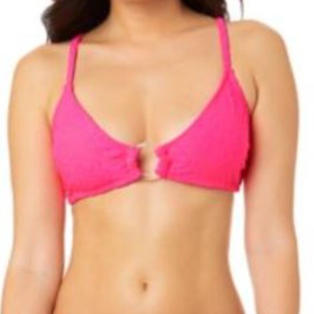 Salt + Cove NWT Junior's Medium Pink Terry Cloth O-Ring Floral Bikini Top